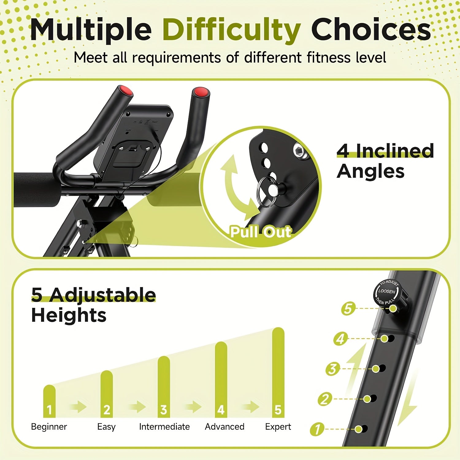 Foldable Adjustable Ab Trainer Machine with LCD Monitor