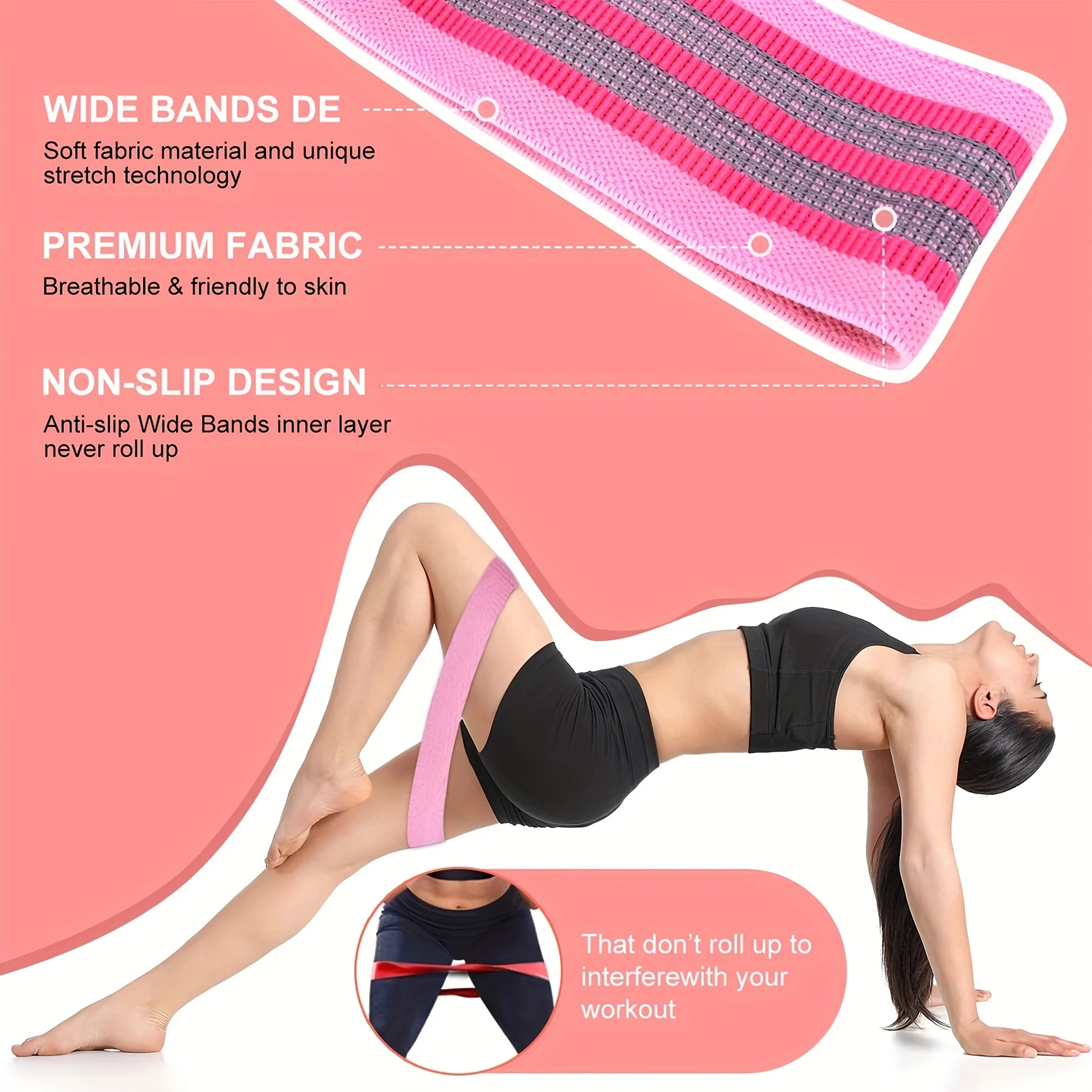 Fabric Resistance Bands – Glute, Thigh & Squat Workout Loops for Fitness & Yoga