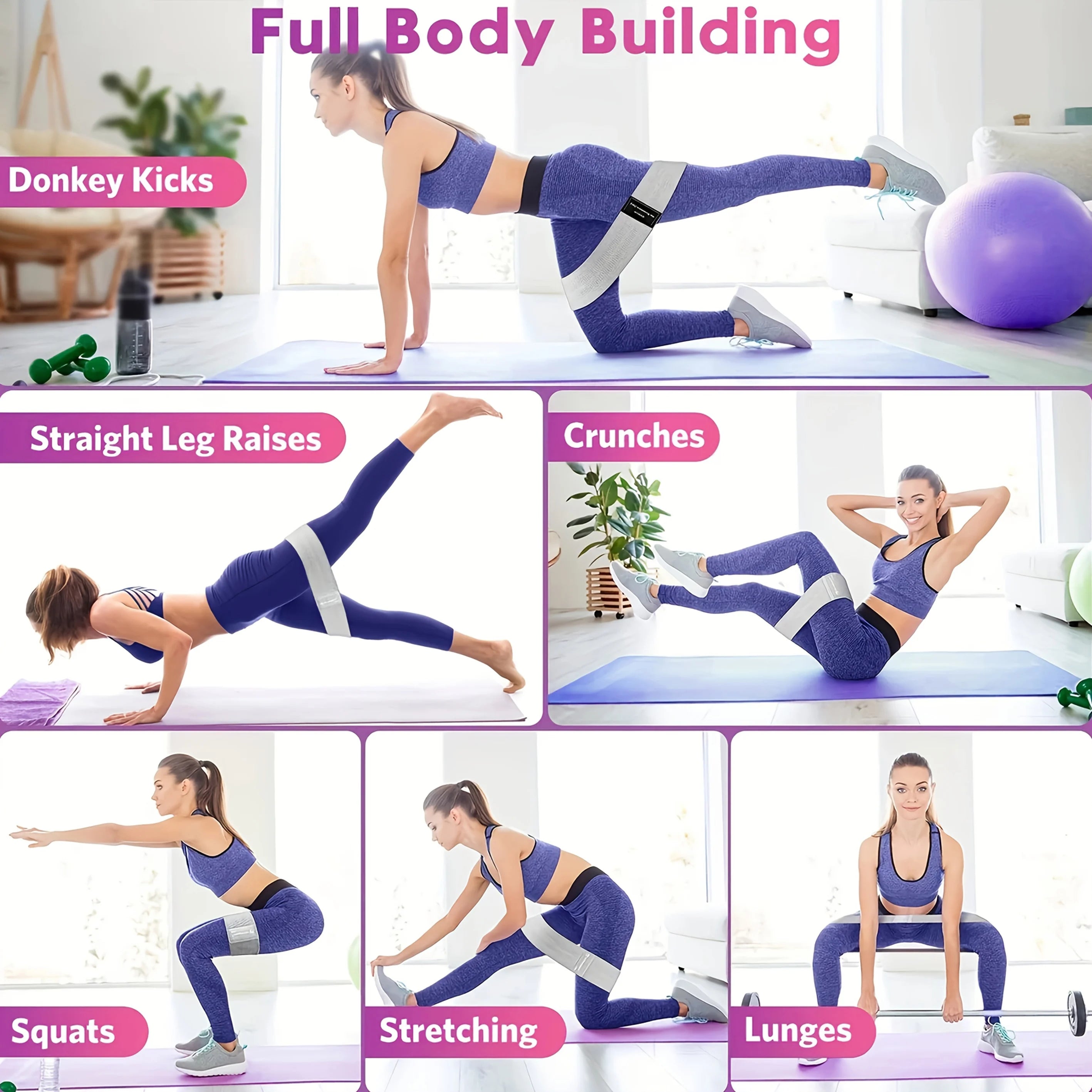 Fabric Resistance Bands – Glute, Thigh & Squat Workout Loops for Fitness & Yoga