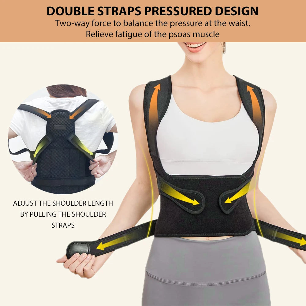 Posture Corrector for Men and Women - Full Back Brace Support, Back Posture Straightener for Scoliosis and Hunchback Correction