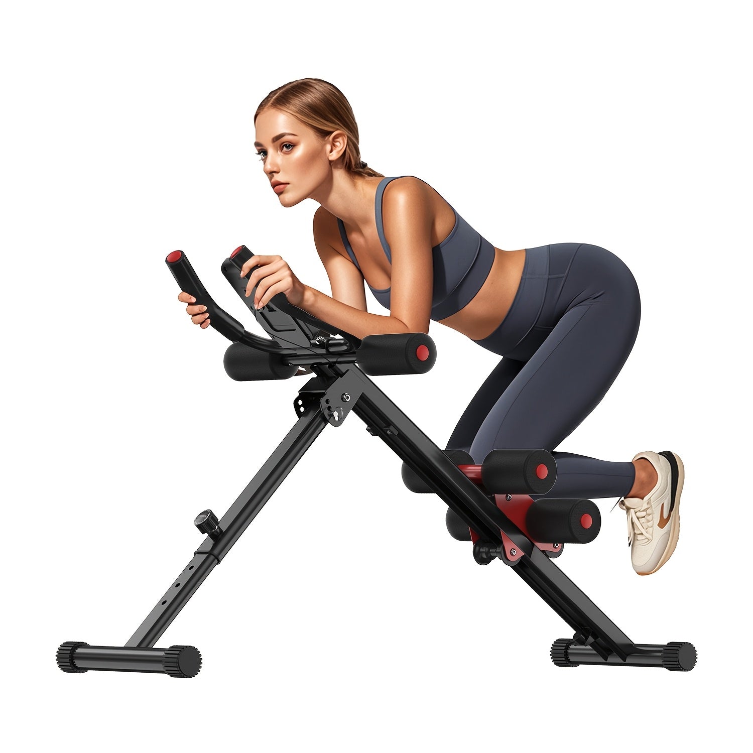 Foldable Adjustable Ab Trainer Machine with LCD Monitor