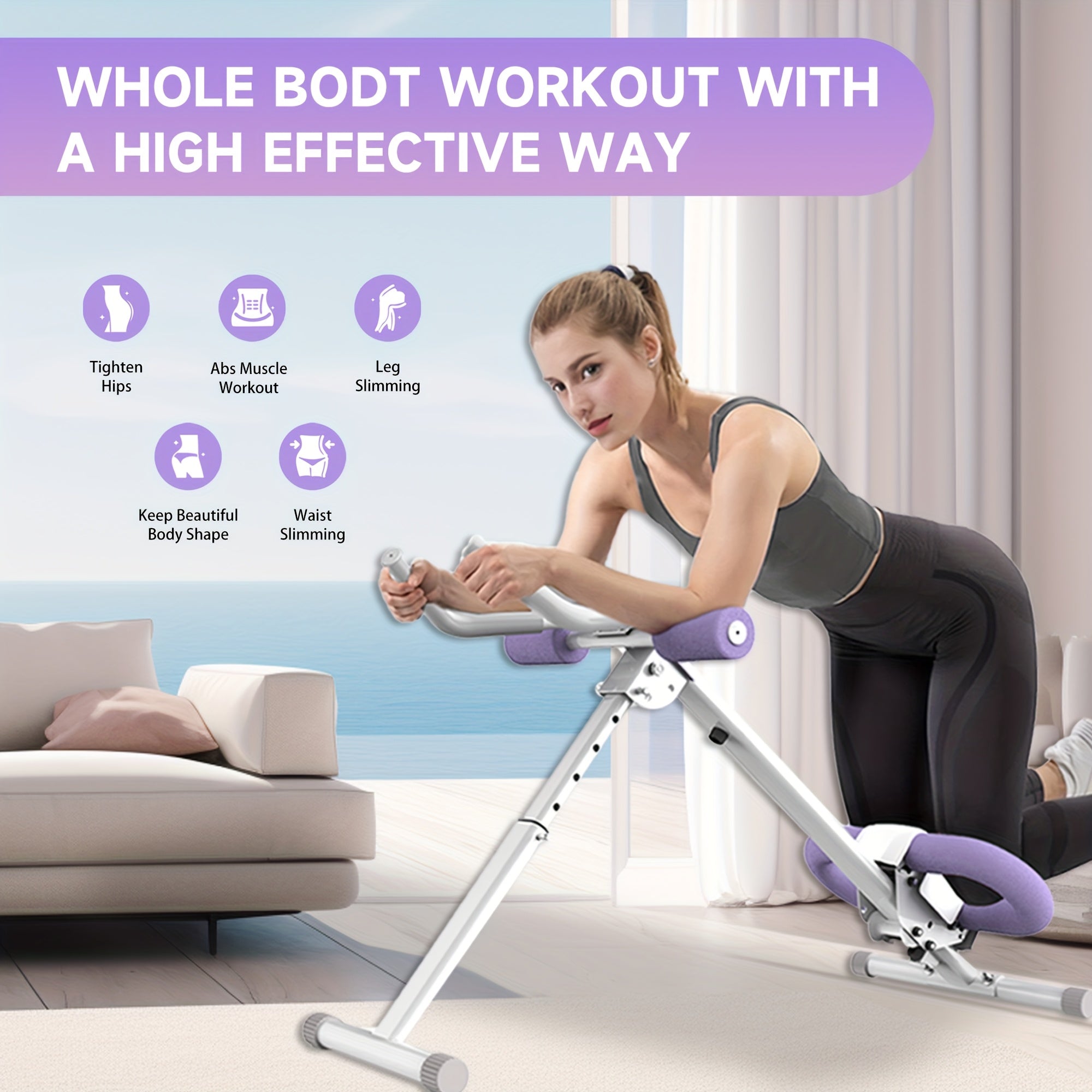 Foldable Adjustable Ab Trainer Machine with LCD Monitor
